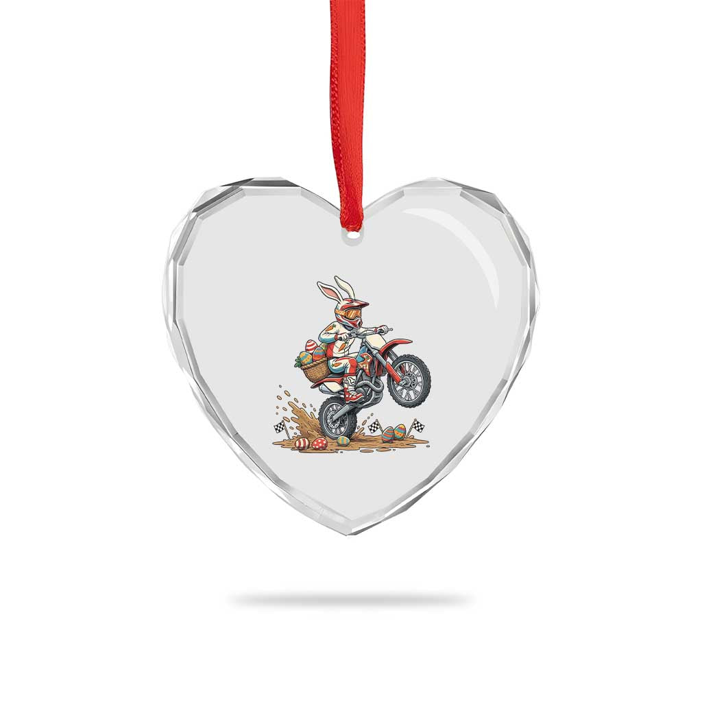 Easter Bunny Dirt Bike Rider Funny Motocross Rabbit Graphic Heart Crystal Glass Ornament Cool Off Road Racing Egg Hunt TS02 Print Your Wear