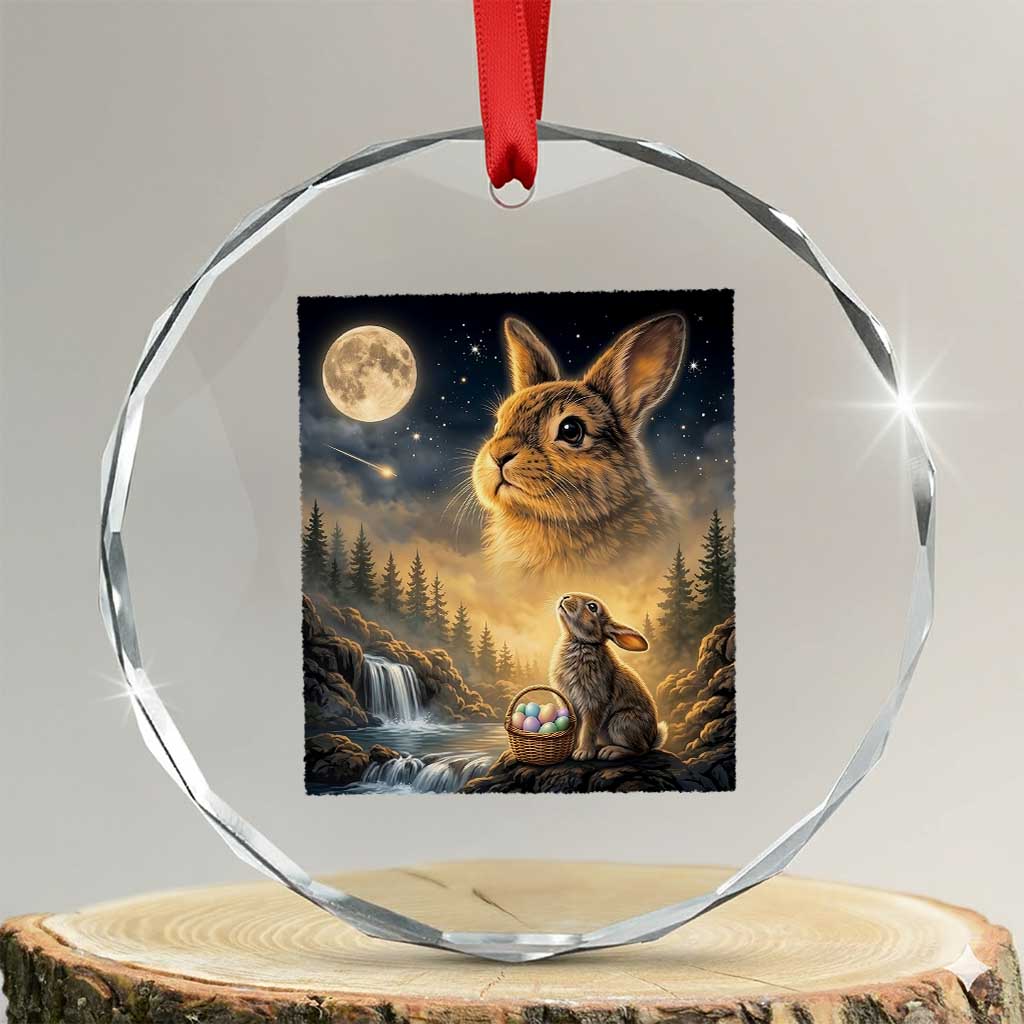 Easter Bunny Howling to the Moon Vintage Crystal Glass Ornament TS14 Transparent Glass 3'' Circle Print Your Wear