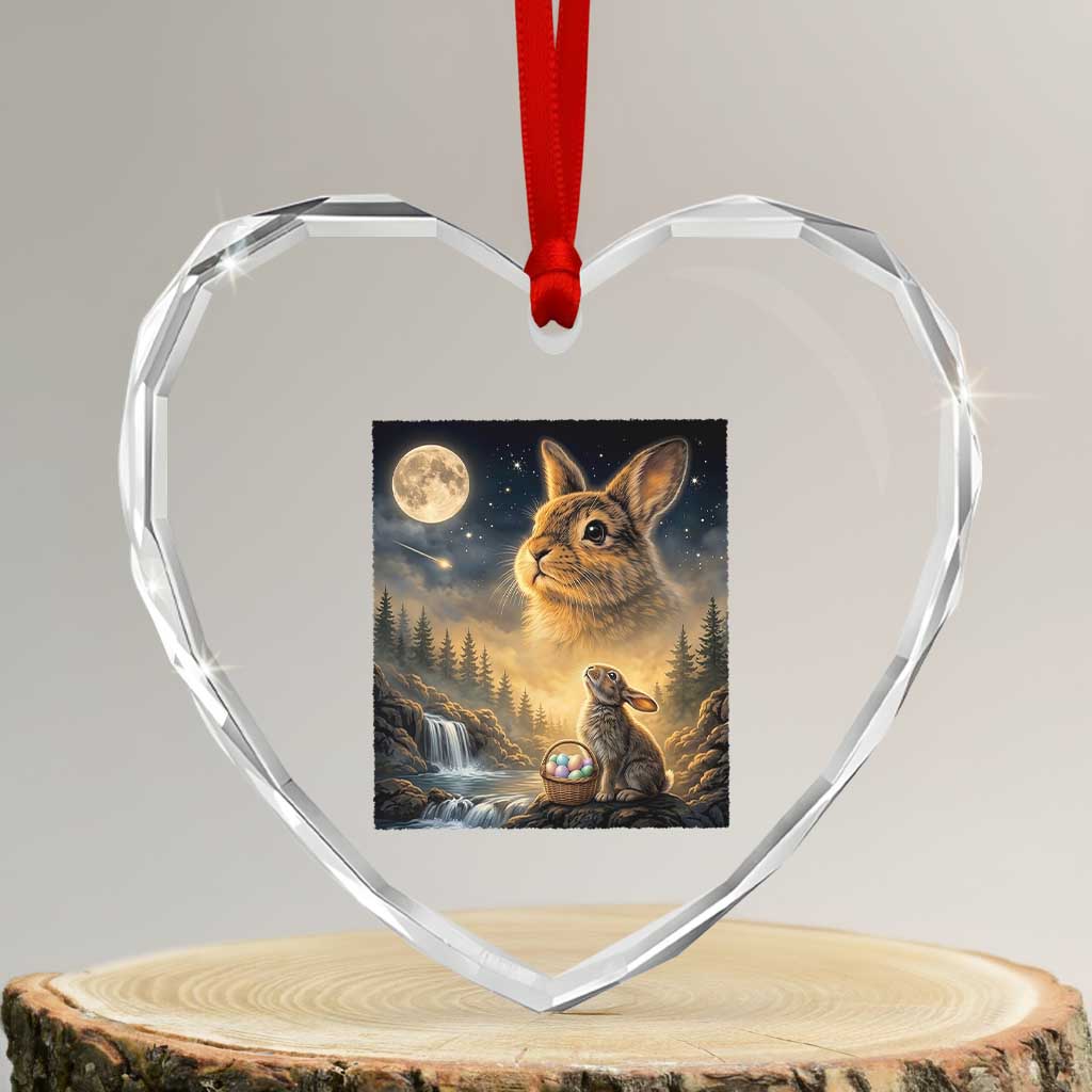 Easter Bunny Howling to the Moon Vintage Heart Crystal Glass Ornament TS14 Transparent Glass 3'' Heart Print Your Wear