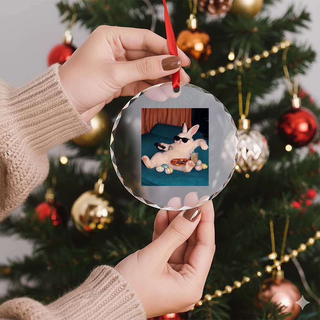Easter Bunny Iced Coffee Crystal Glass Ornament Funny Animal Meme TS14 Print Your Wear