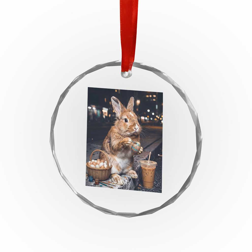 Easter Bunny Iced Coffee Crystal Glass Ornament Funny Rabbit Egg Painting TS14 Print Your Wear