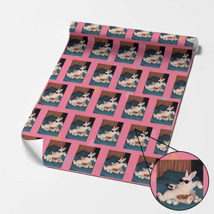 Easter Bunny Iced Coffee Wrapping Paper Roll Funny Animal Meme TS14 Pink Print Your Wear
