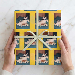 Easter Bunny Iced Coffee Wrapping Paper Roll Funny Animal Meme TS14 Yellow Print Your Wear