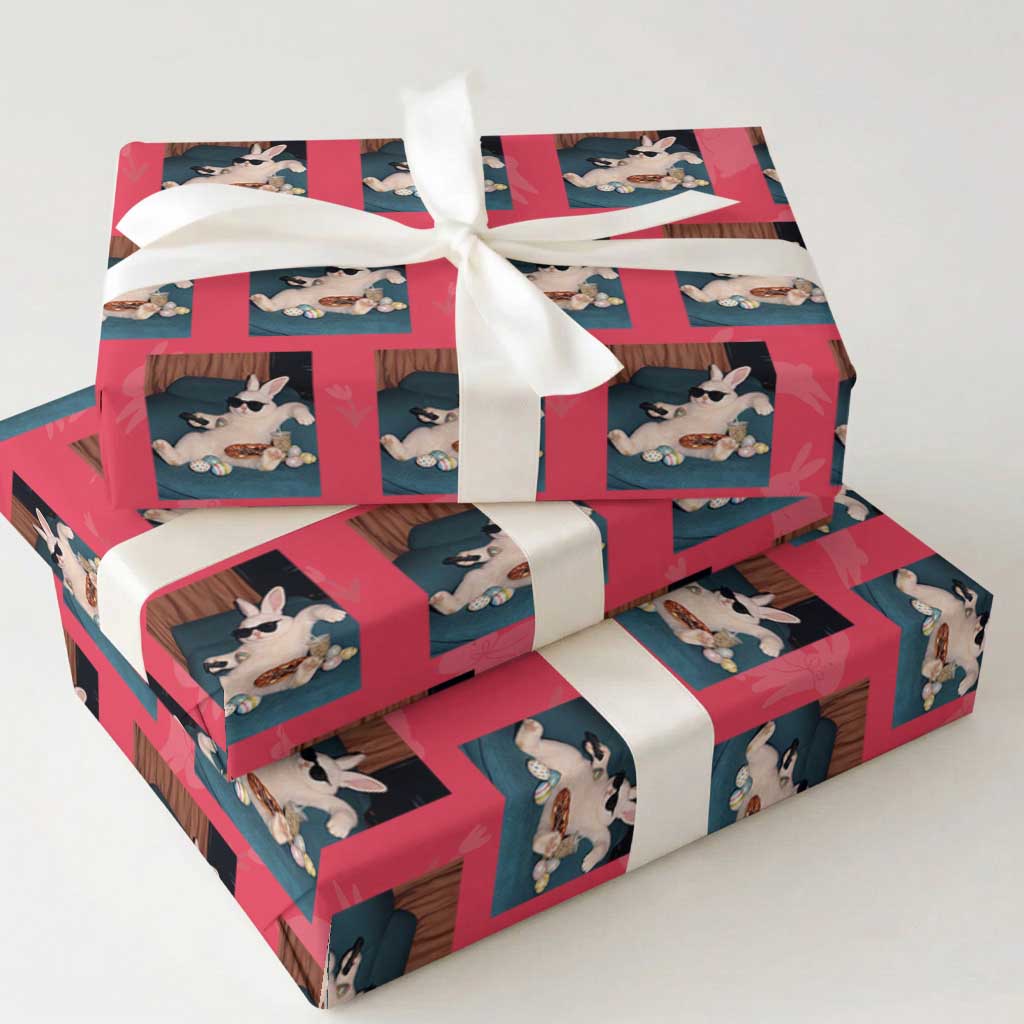 Easter Bunny Iced Coffee Wrapping Paper Roll Funny Animal Meme TS14 Red Print Your Wear