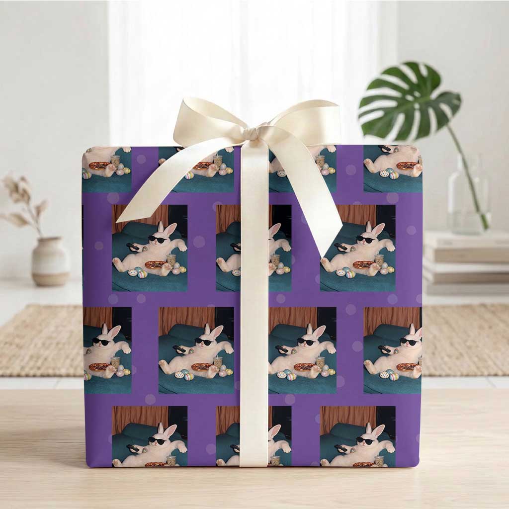 Easter Bunny Iced Coffee Wrapping Paper Roll Funny Animal Meme TS14 Purple Print Your Wear