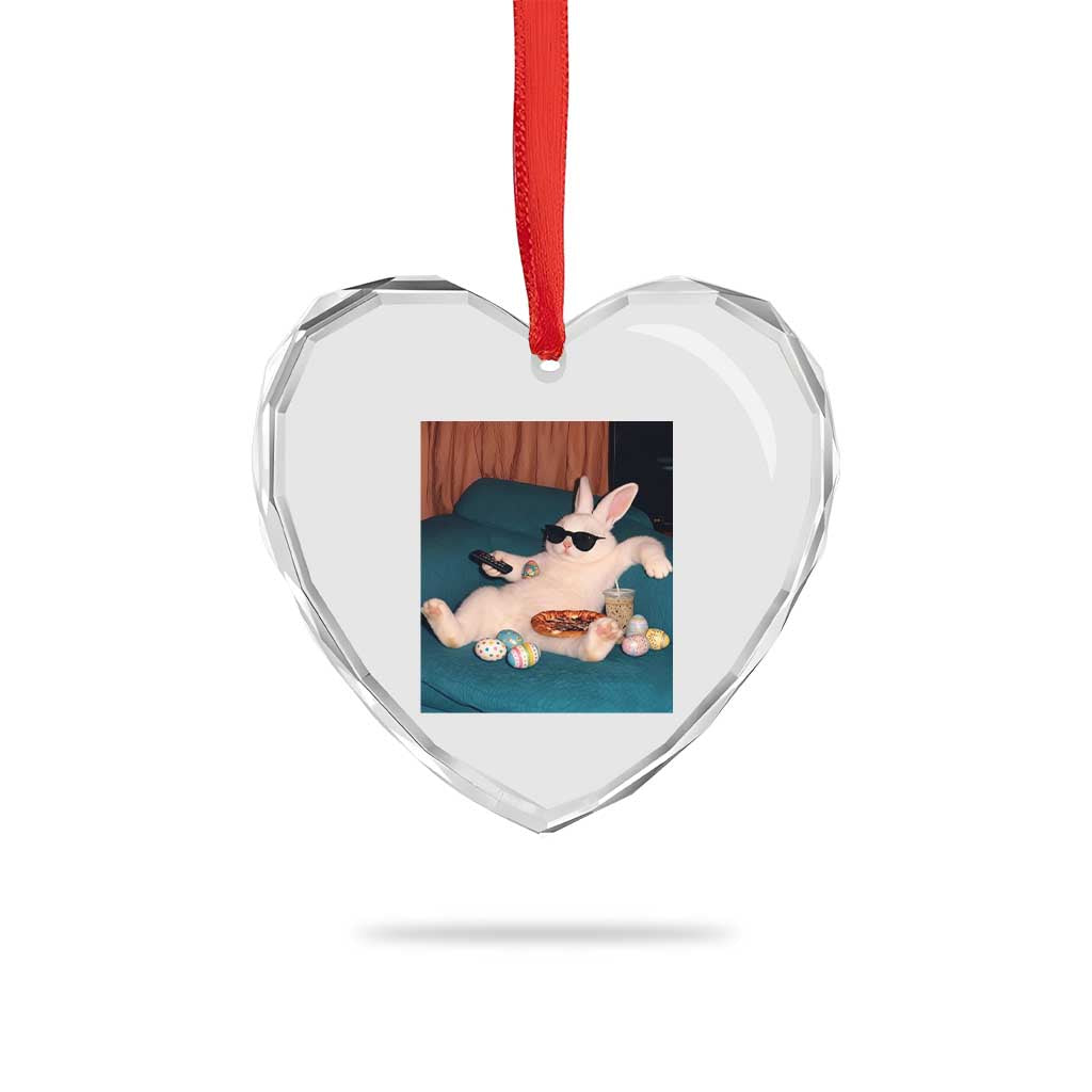 Easter Bunny Iced Coffee Heart Crystal Glass Ornament Funny Animal Meme TS14 Print Your Wear