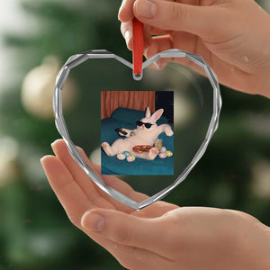 Easter Bunny Iced Coffee Heart Crystal Glass Ornament Funny Animal Meme TS14 Print Your Wear
