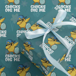 Easter Chicks Dig Me Wrapping Paper Roll Cute Chicken Dabbing Egg Hunt Toddler TS14 Teal Print Your Wear