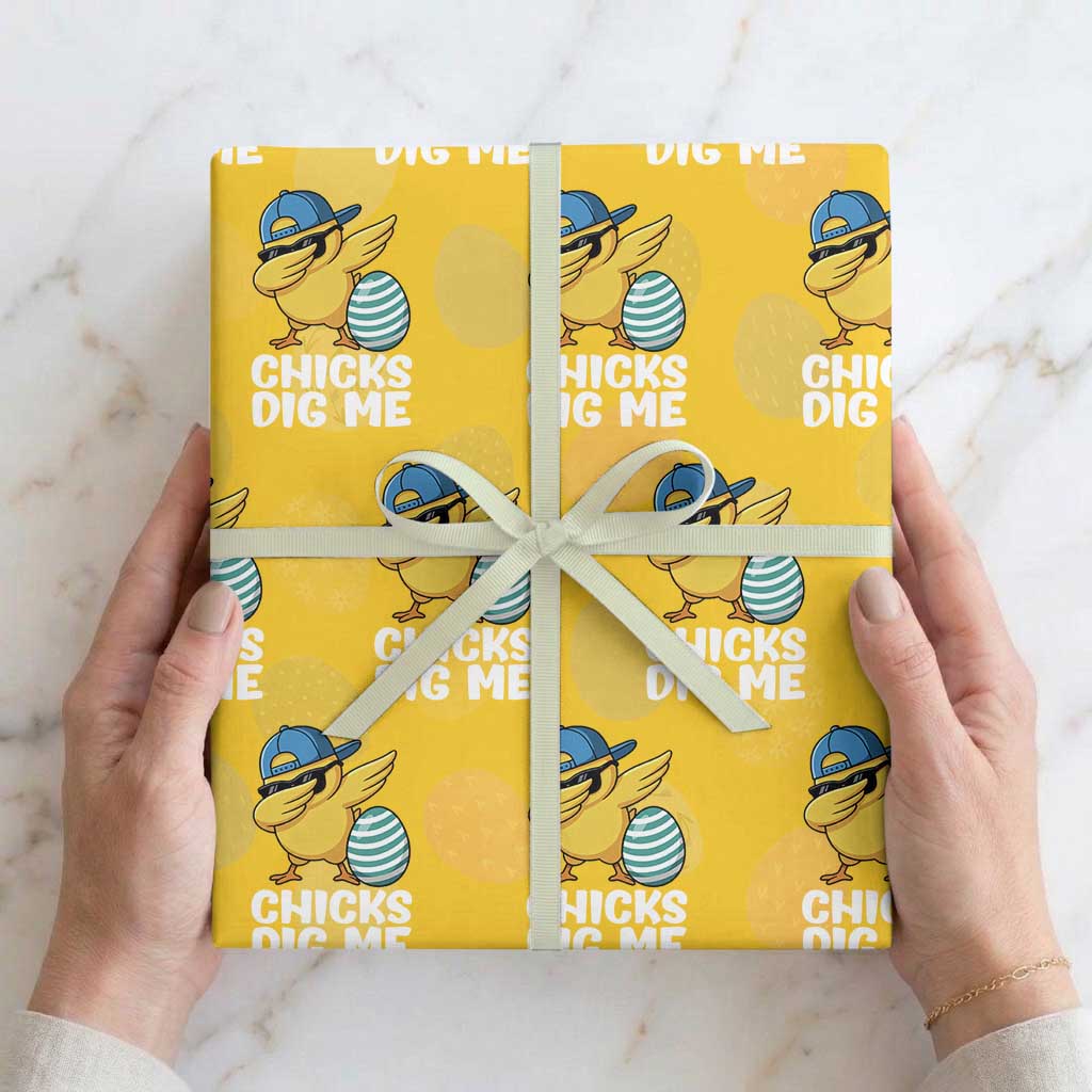 Easter Chicks Dig Me Wrapping Paper Roll Cute Chicken Dabbing Egg Hunt Toddler TS14 Yellow Print Your Wear