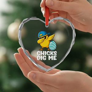 Easter Chicks Dig Me Heart Crystal Glass Ornament Cute Chicken Dabbing Egg Hunt Toddler TS14 Print Your Wear