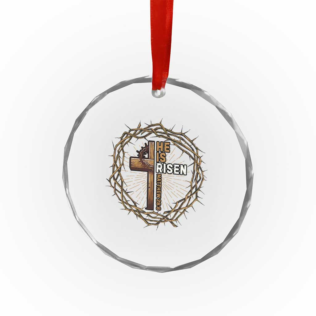 Easter Cross He is Risen Crystal Glass Ornament Jesus Christian Crown Of Thorns TS10 Print Your Wear