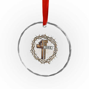 Easter Cross He is Risen Crystal Glass Ornament Jesus Christian Crown Of Thorns TS10 Print Your Wear
