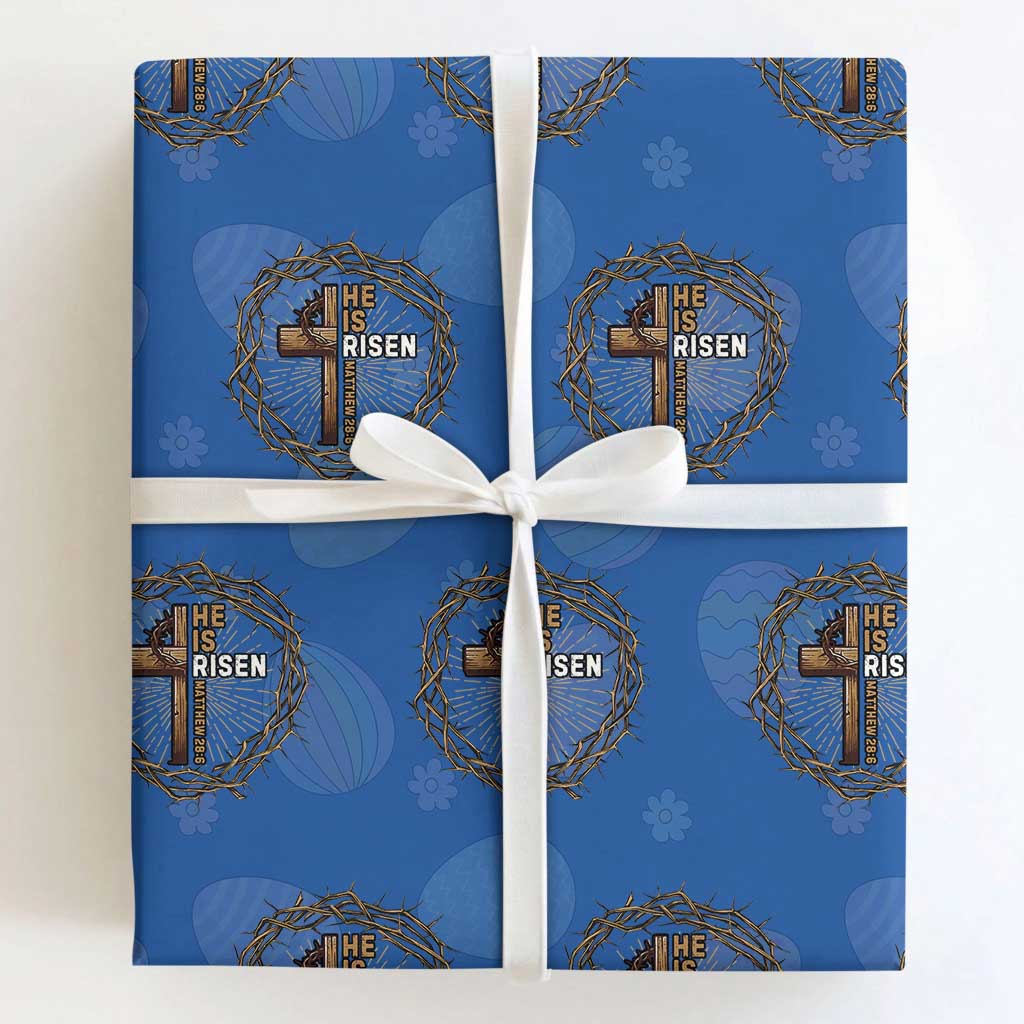 Easter Cross He is Risen Wrapping Paper Roll Jesus Christian Crown Of Thorns TS10 Royal Blue Print Your Wear