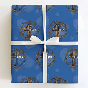 Easter Cross He is Risen Wrapping Paper Roll Jesus Christian Crown Of Thorns TS10 Royal Blue Print Your Wear