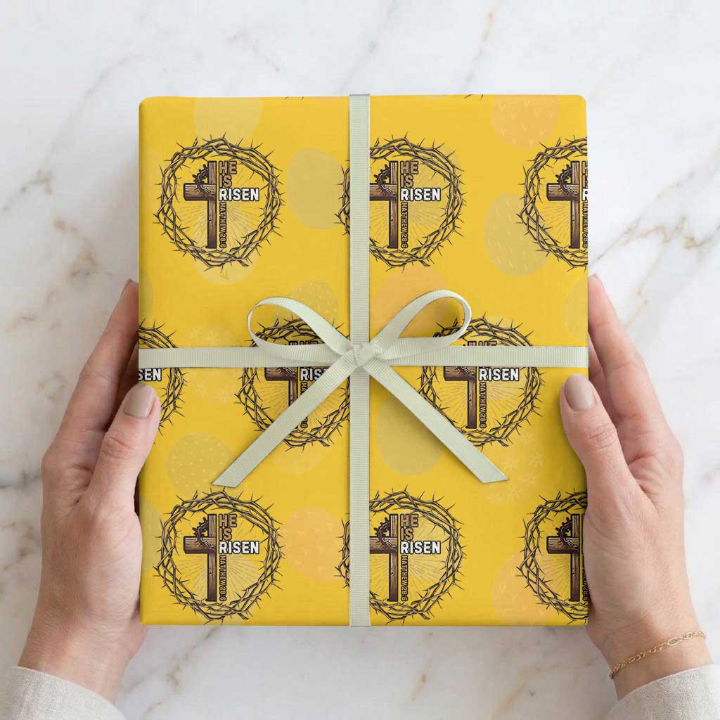 Easter Cross He is Risen Wrapping Paper Roll Jesus Christian Crown Of Thorns TS10 Yellow Print Your Wear