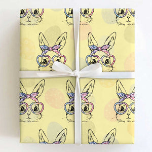 Easter Day Bunny Rabbit Face Tie Dye Glasses Wrapping Paper Roll TS11 Light Yellow Print Your Wear