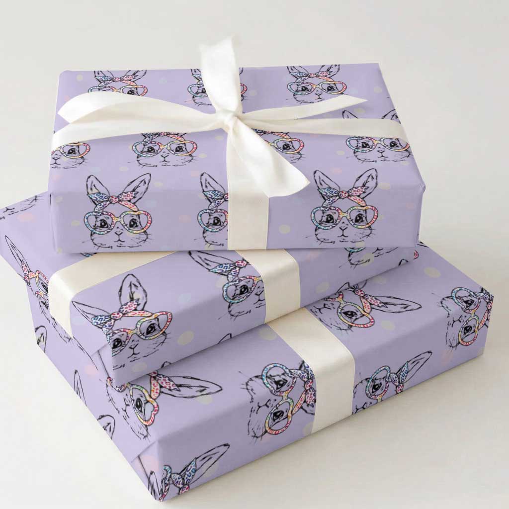 Easter Day Bunny Rabbit Face Tie Dye Glasses Wrapping Paper Roll TS11 Violet Print Your Wear