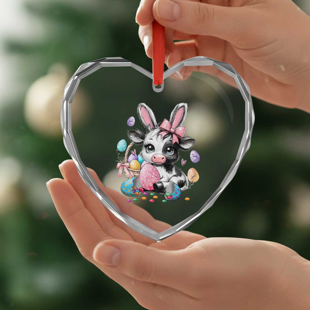 Easter Day Cow Heart Crystal Glass Ornament Cute Cow Bunny Heifer TS10 Print Your Wear
