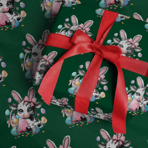 Easter Day Cow Wrapping Paper Roll Cute Cow Bunny Heifer TS10 Green Print Your Wear