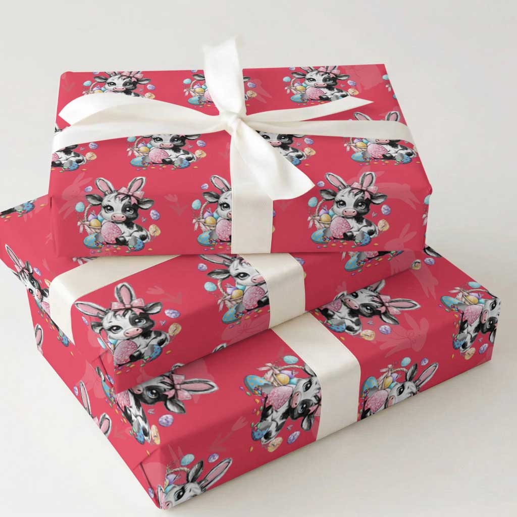 Easter Day Cow Wrapping Paper Roll Cute Cow Bunny Heifer TS10 Red Print Your Wear