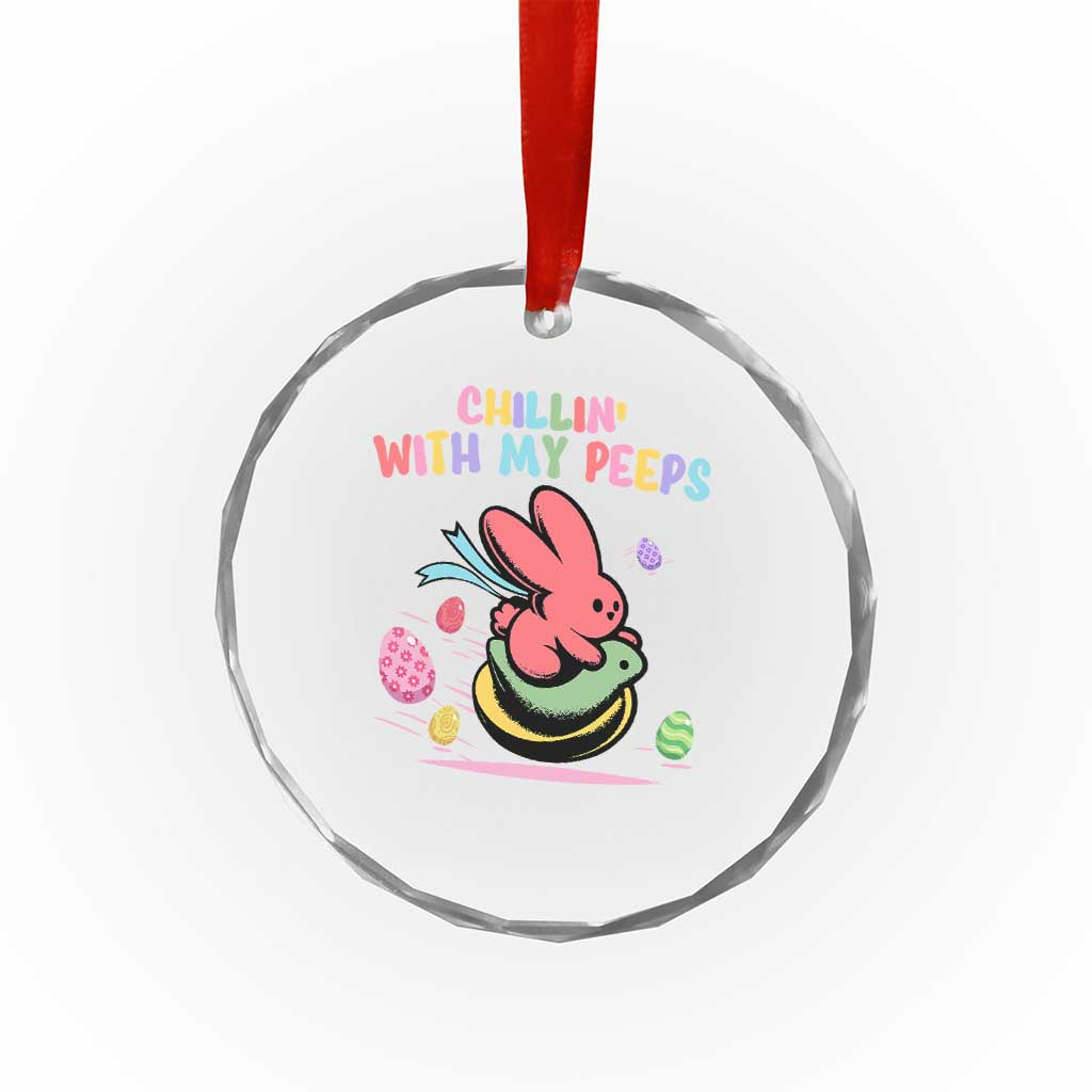 Easter Day Crystal Glass Ornament Chillin With My Peeps Bunnies TS10 Print Your Wear