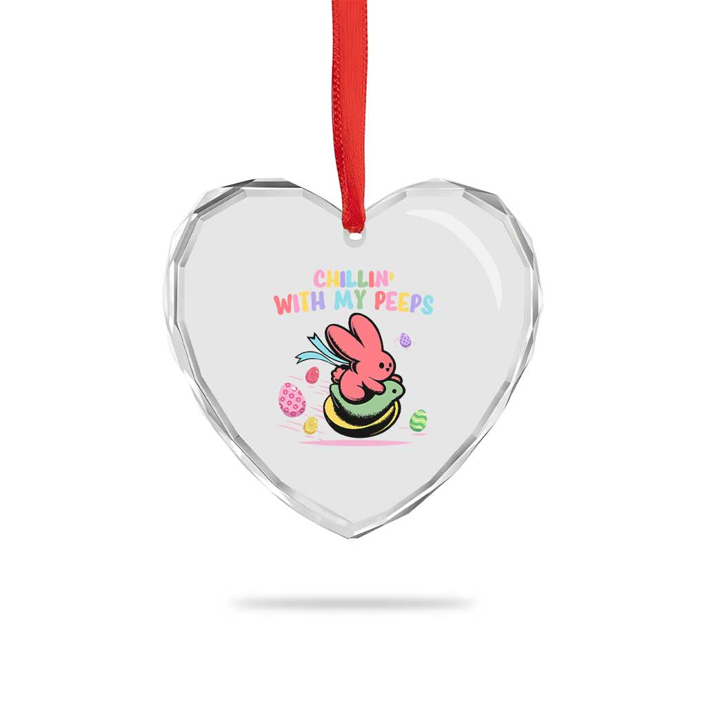 Easter Day Heart Crystal Glass Ornament Chillin With My Peeps Bunnies TS10 Print Your Wear