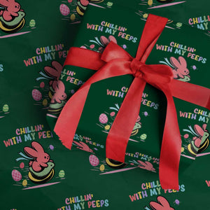 Easter Day Wrapping Paper Roll Chillin With My Peeps Bunnies TS10 Green Print Your Wear
