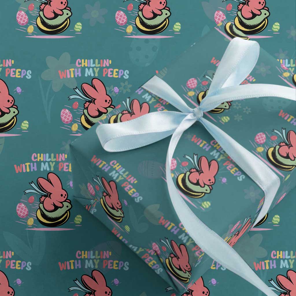 Easter Day Wrapping Paper Roll Chillin With My Peeps Bunnies TS10 Teal Print Your Wear