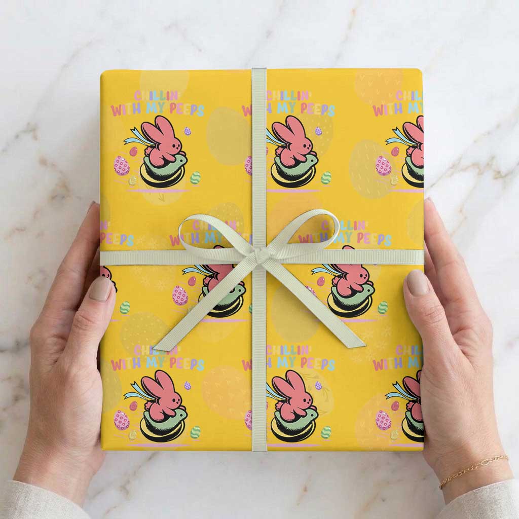 Easter Day Wrapping Paper Roll Chillin With My Peeps Bunnies TS10 Yellow Print Your Wear