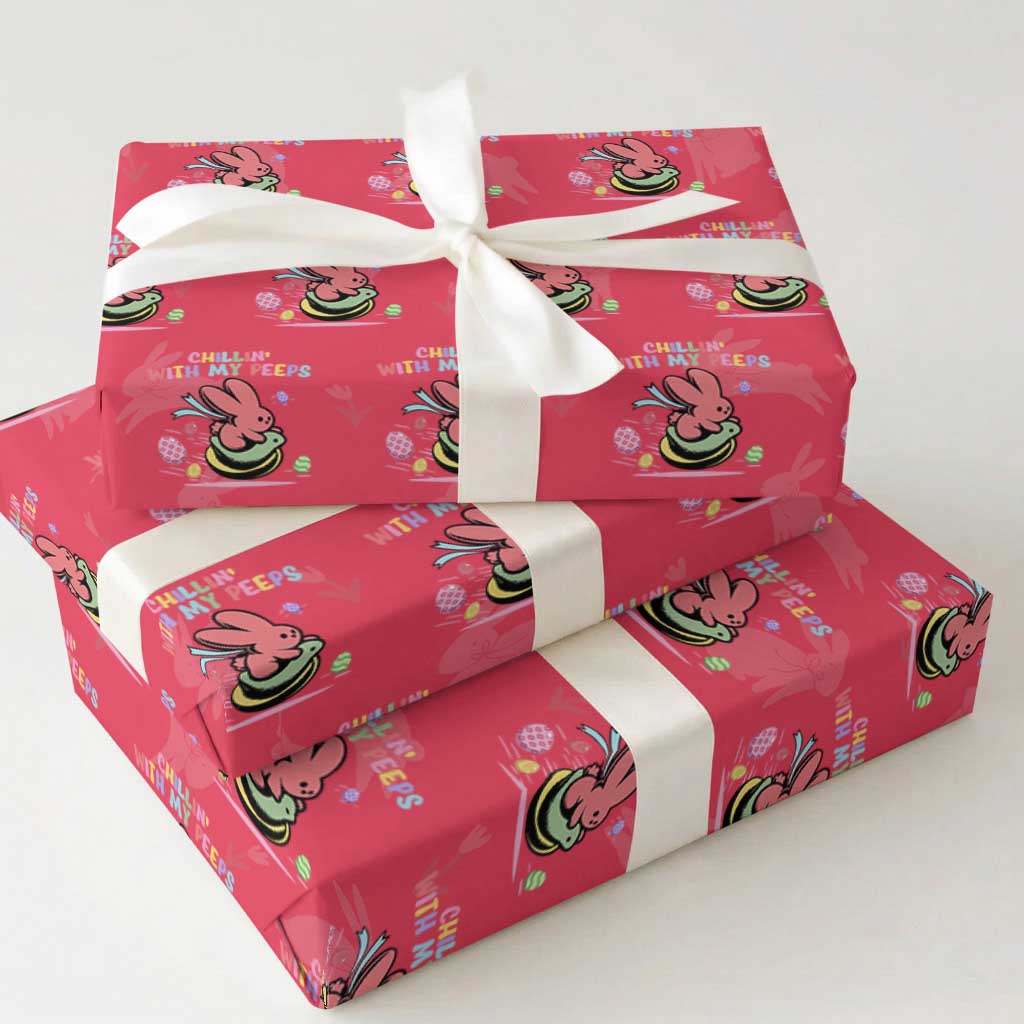 Easter Day Wrapping Paper Roll Chillin With My Peeps Bunnies TS10 Red Print Your Wear