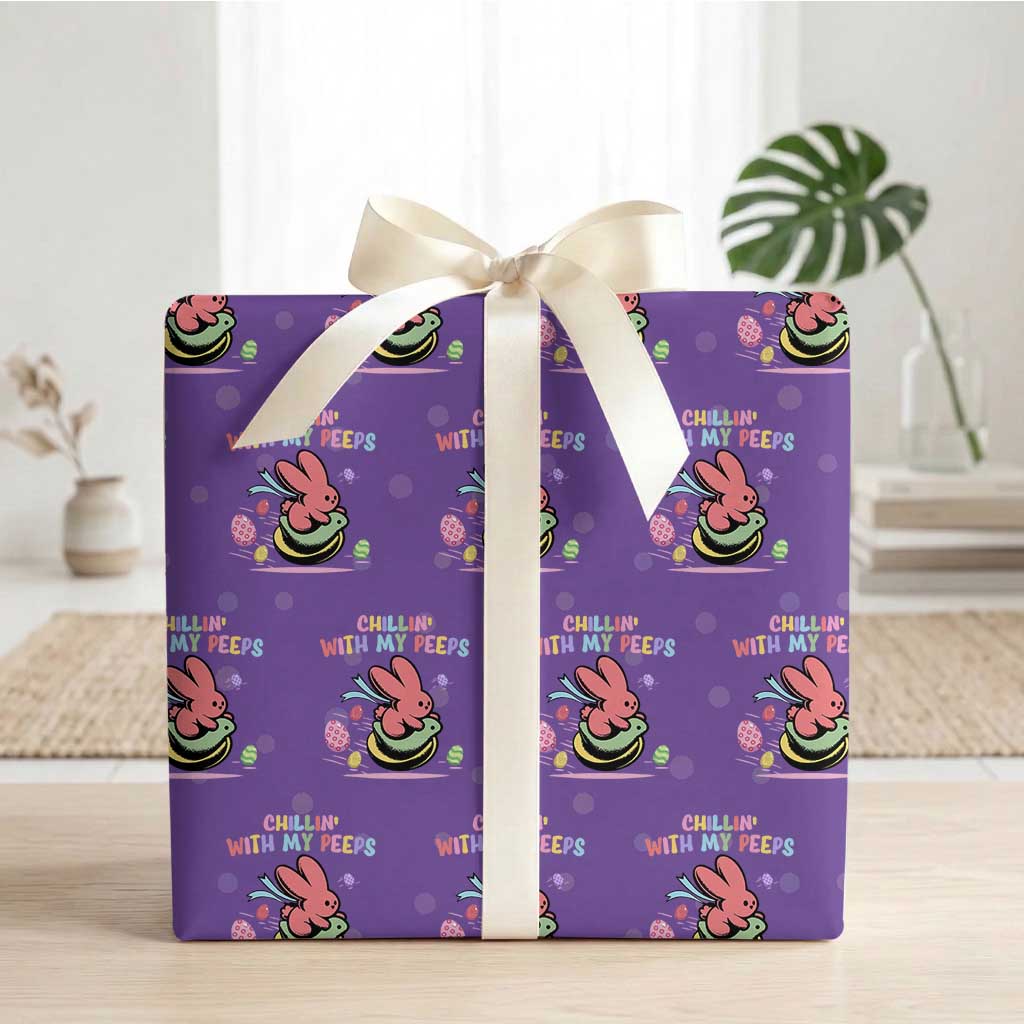 Easter Day Wrapping Paper Roll Chillin With My Peeps Bunnies TS10 Purple Print Your Wear