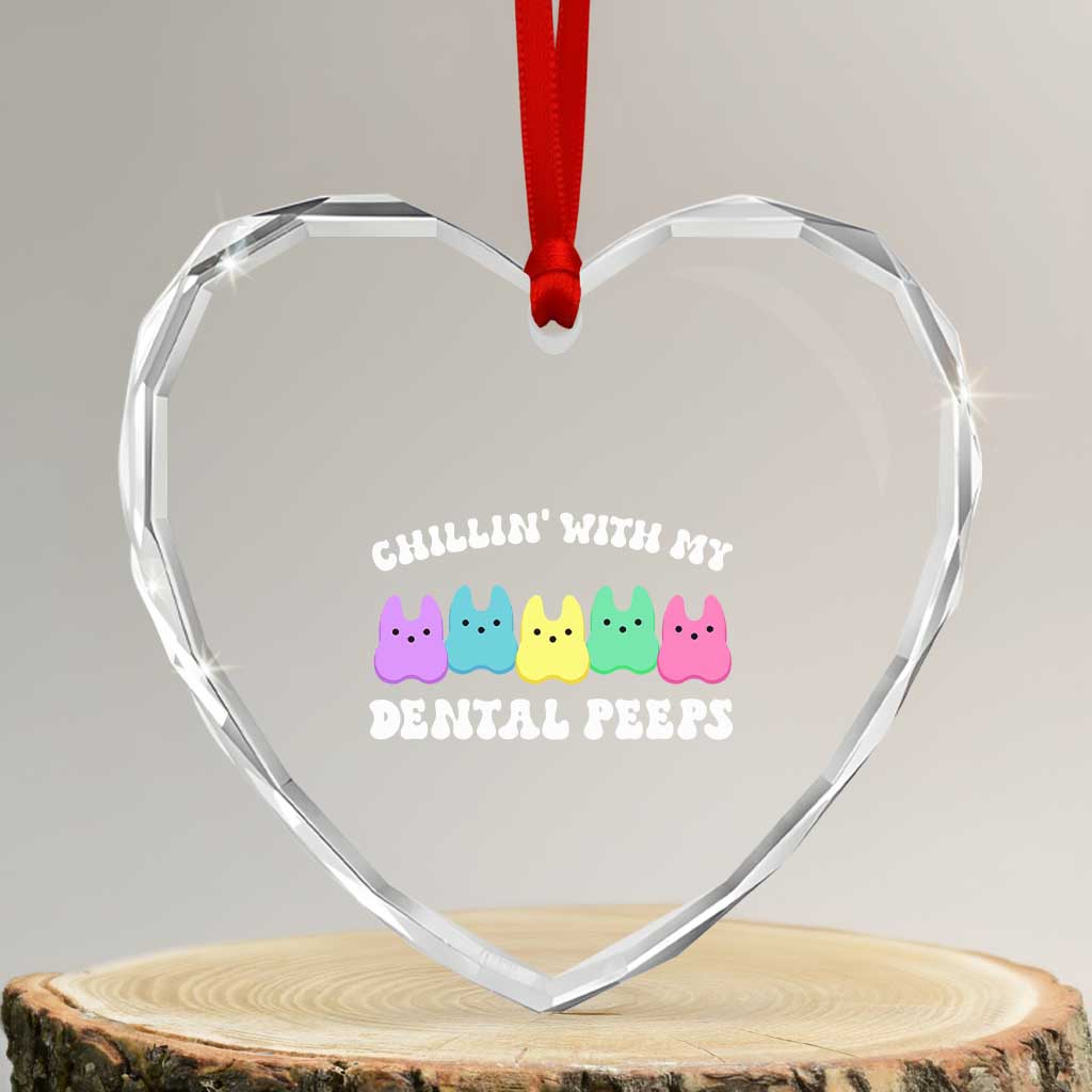 Easter Dental Bunny Heart Crystal Glass Ornament Chilling With My Dental Peeps TS10 Transparent Glass 3'' Heart Print Your Wear