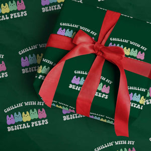Easter Dental Bunny Wrapping Paper Roll Chilling With My Dental Peeps TS10 Green Print Your Wear