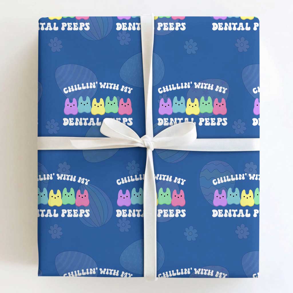 Easter Dental Bunny Wrapping Paper Roll Chilling With My Dental Peeps TS10 Royal Blue Print Your Wear