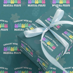 Easter Dental Bunny Wrapping Paper Roll Chilling With My Dental Peeps TS10 Teal Print Your Wear
