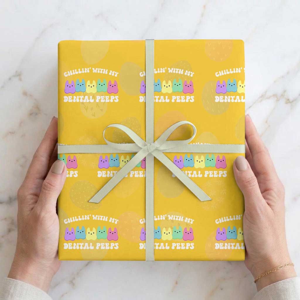 Easter Dental Bunny Wrapping Paper Roll Chilling With My Dental Peeps TS10 Yellow Print Your Wear