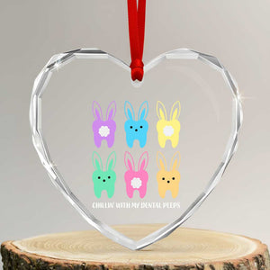 Easter Dentist Heart Crystal Glass Ornament Chilling With My Dental Peeps Bunny TS10 Transparent Glass 3'' Heart Print Your Wear