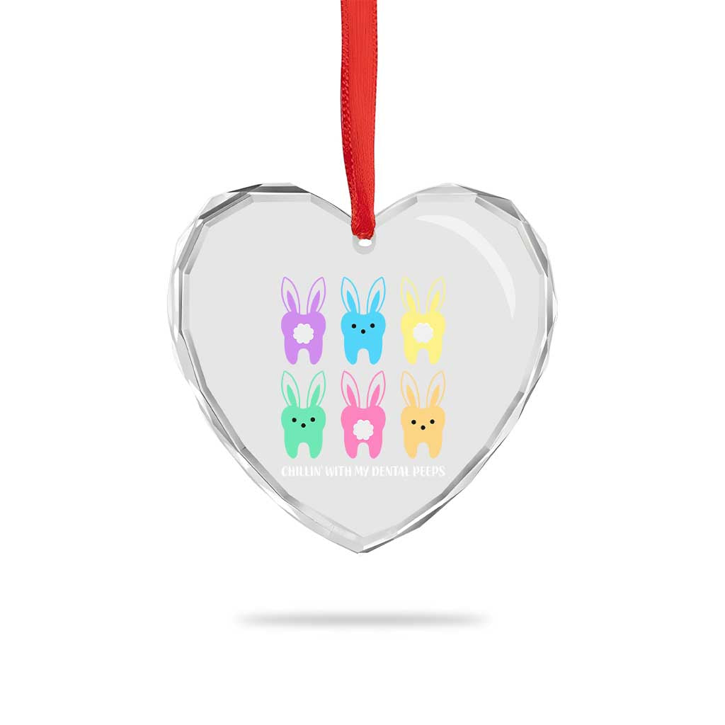 Easter Dentist Heart Crystal Glass Ornament Chilling With My Dental Peeps Bunny TS10 Print Your Wear