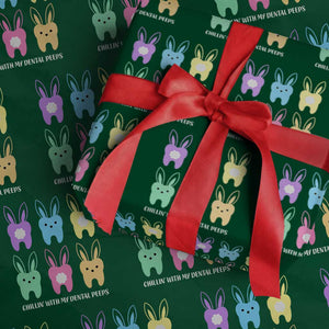 Easter Dentist Wrapping Paper Roll Chilling With My Dental Peeps Bunny TS10 Green Print Your Wear