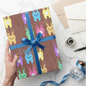 Easter Dentist Wrapping Paper Roll Chilling With My Dental Peeps Bunny TS10 Mocha Print Your Wear