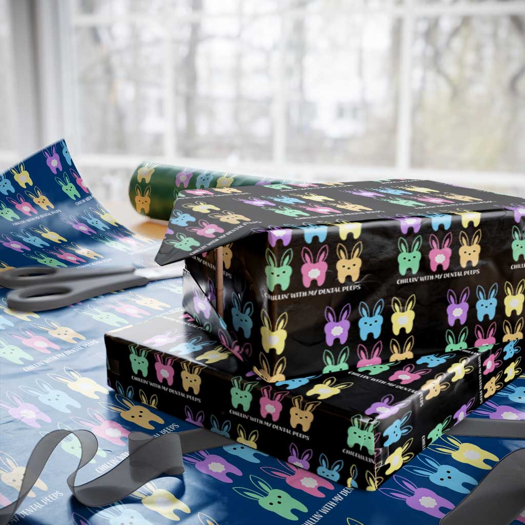Easter Dentist Wrapping Paper Roll Chilling With My Dental Peeps Bunny TS10 Black Print Your Wear