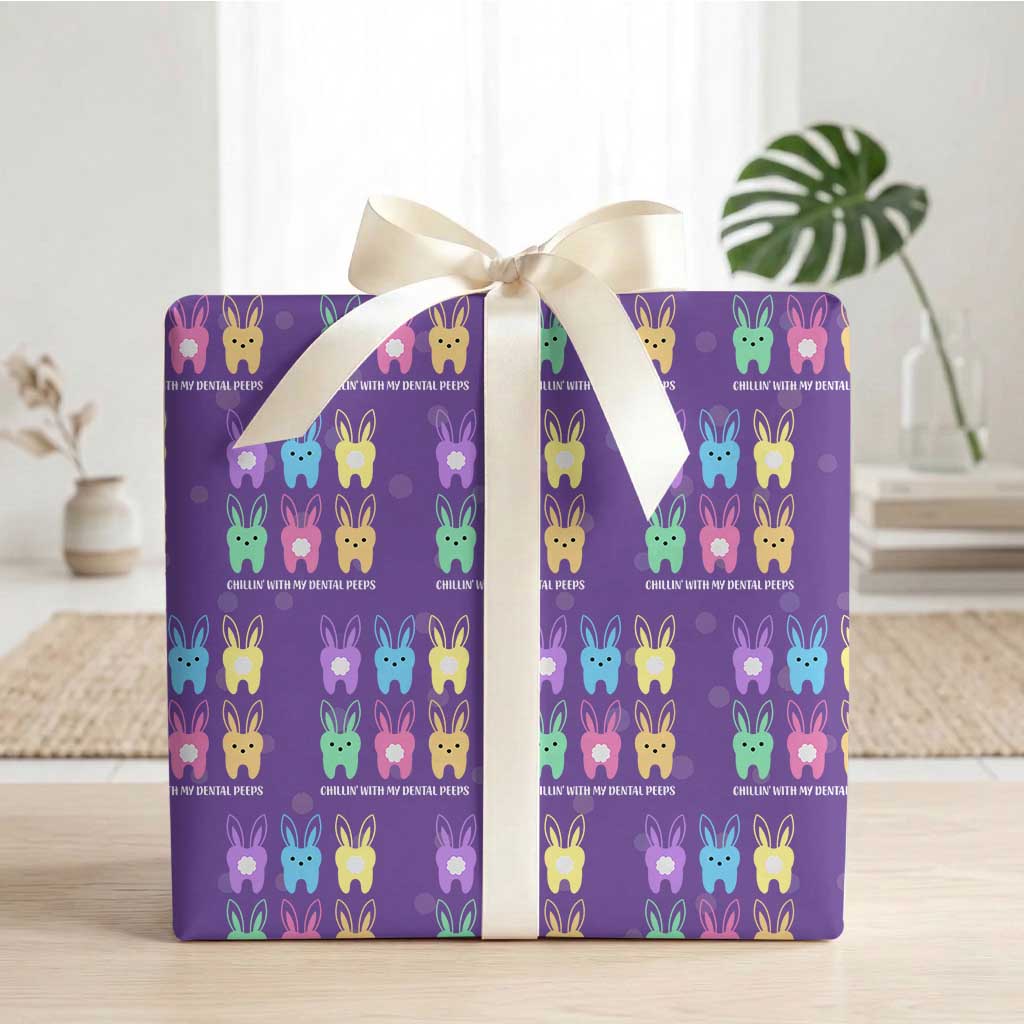 Easter Dentist Wrapping Paper Roll Chilling With My Dental Peeps Bunny TS10 Purple Print Your Wear