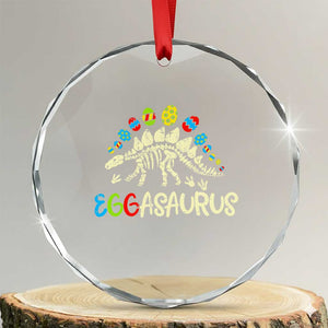 Easter Dinosaur Crystal Glass Ornament Kids Eggasaurus Easter Stegosaurus Dino Toddler Boys TS10 Transparent Glass 3'' Circle Print Your Wear