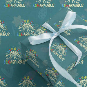 Easter Dinosaur Wrapping Paper Roll Kids Eggasaurus Easter Stegosaurus Dino Toddler Boys TS10 Teal Print Your Wear