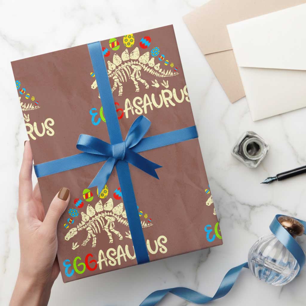 Easter Dinosaur Wrapping Paper Roll Kids Eggasaurus Easter Stegosaurus Dino Toddler Boys TS10 Mocha Print Your Wear