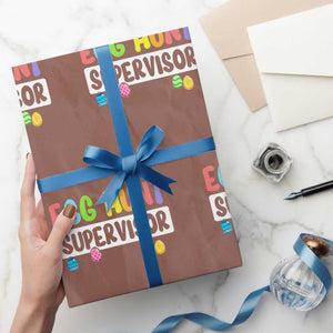 Easter Egg Hunt Supervisor Wrapping Paper Roll Funny Mom Dad TS10 Mocha Print Your Wear
