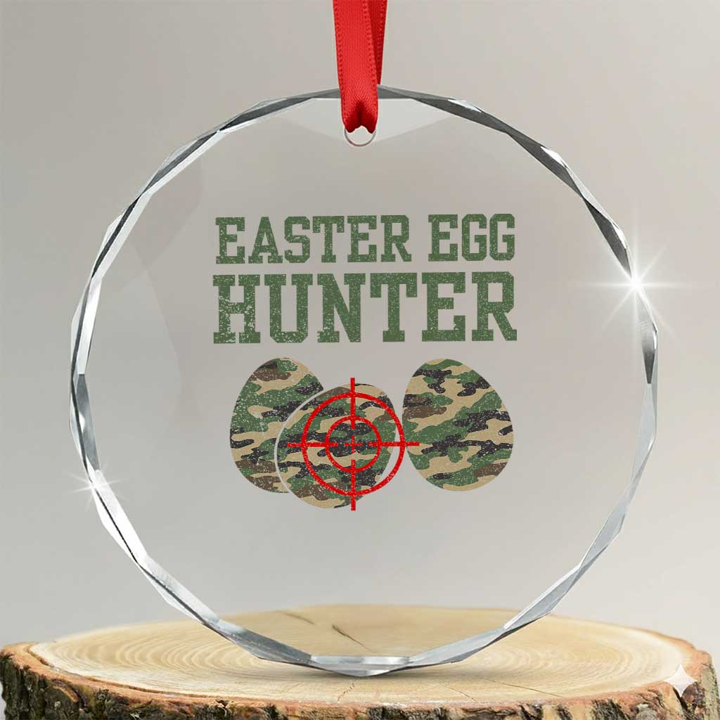 Easter Egg Hunter Crystal Glass Ornament Camo Funny Hunting TS10 Transparent Glass 3'' Circle Print Your Wear