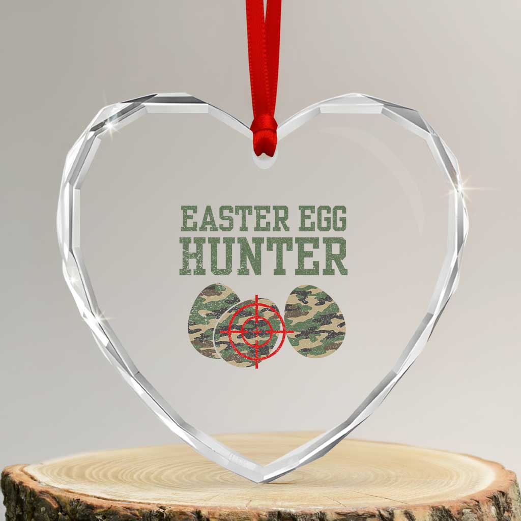 Easter Egg Hunter Heart Crystal Glass Ornament Camo Funny Hunting TS10 Transparent Glass 3'' Heart Print Your Wear