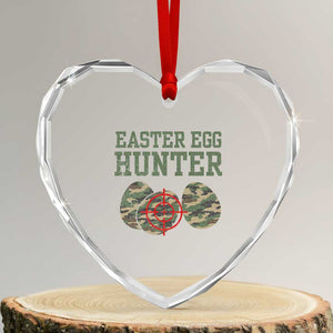 Easter Egg Hunter Heart Crystal Glass Ornament Camo Funny Hunting TS10 Transparent Glass 3'' Heart Print Your Wear