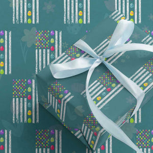 Easter Eggs American Flag Patriotic Wrapping Paper Roll Happy Easter Day TS02 Teal Print Your Wear